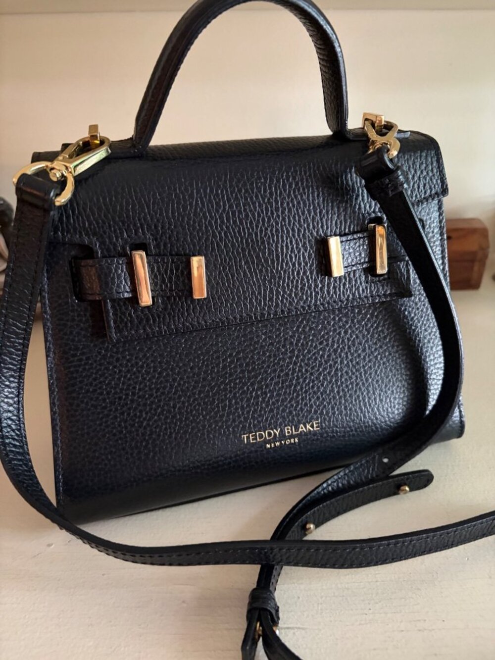 Teddy Blake Ava Black Bag 9" Leather Single Handle Small Satchel